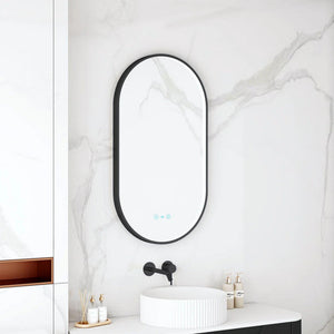 MERCIO MAIA FRAMED OVAL LED MIRROR MATTE BLACK 500X900MM