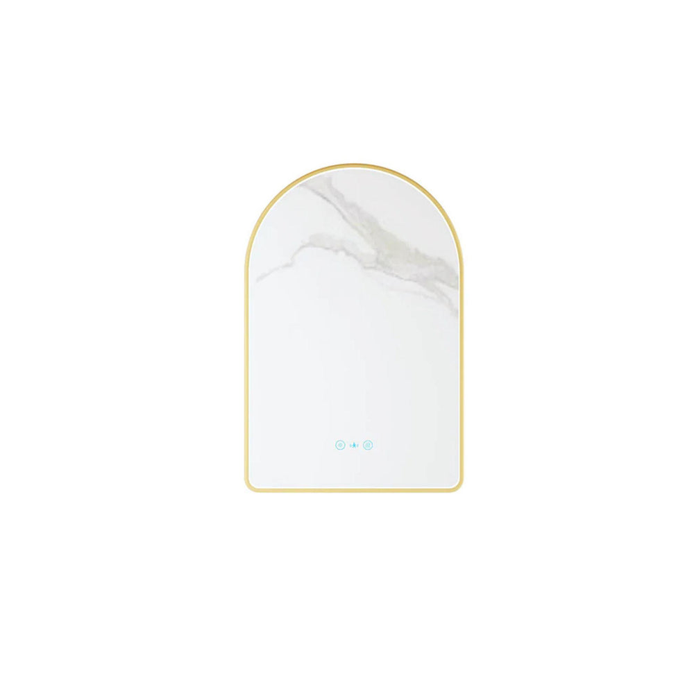 MERCIO MAIA FRAMED ARCH LED MIRROR BRUSHED GOLD 600X900MM