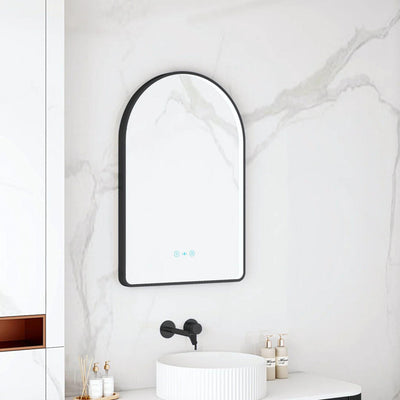 MERCIO MAIA FRAMED ARCH LED MIRROR MATTE BLACK 600X900MM