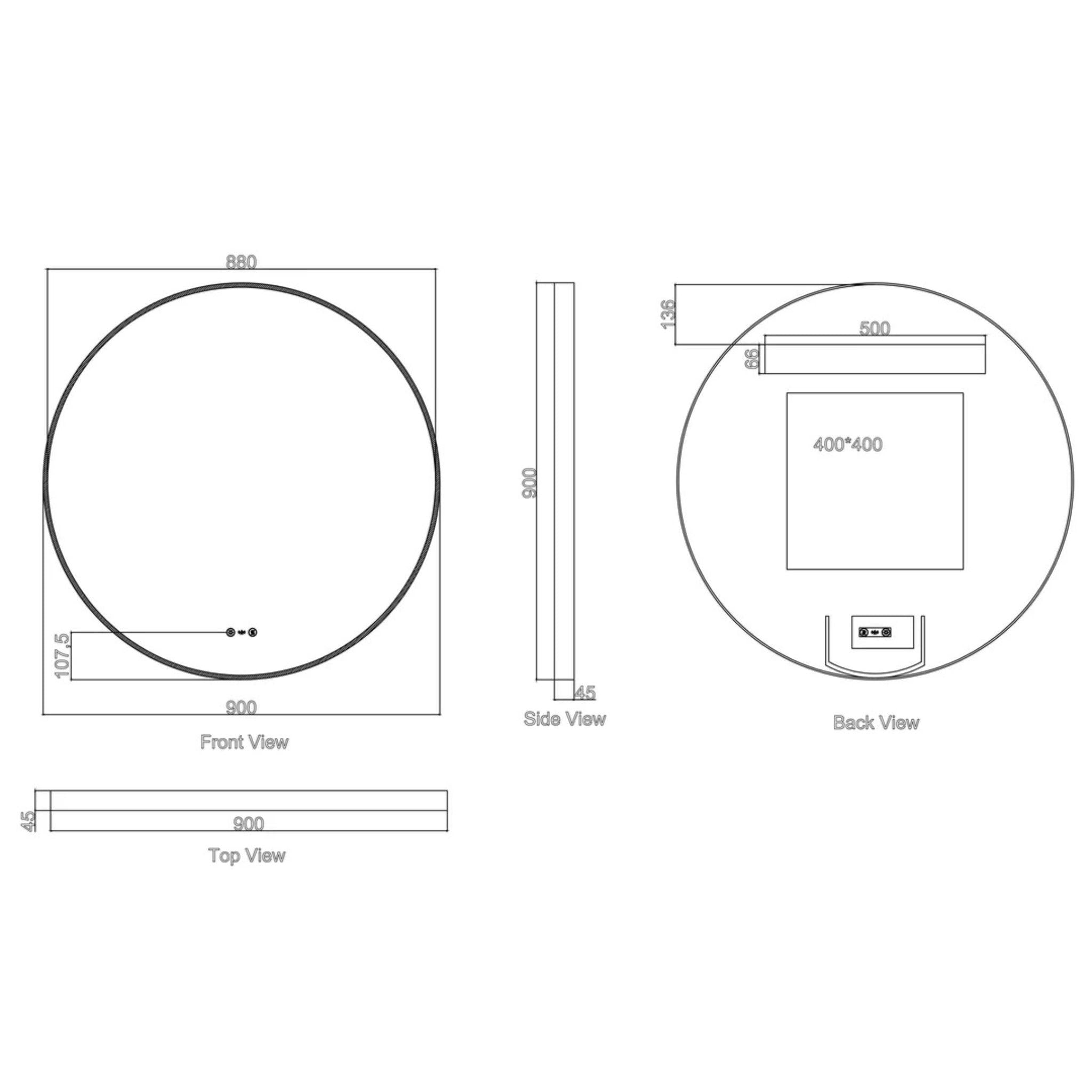 MERCIO MAIA FRAMED ROUND LED MIRROR BRUSHED GOLD 900X900MM