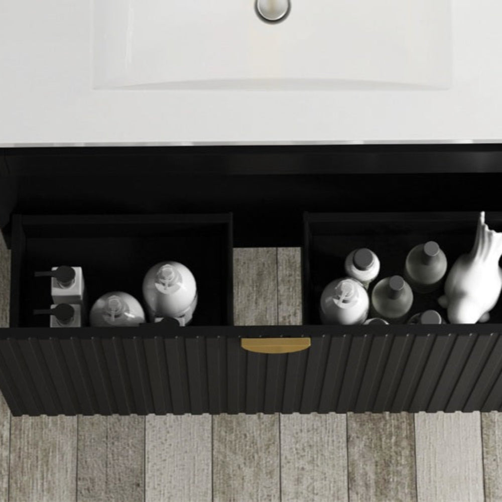 OTTI MARLO MATTE BLACK 1200MM SINGLE BOWL WALL HUNG VANITY