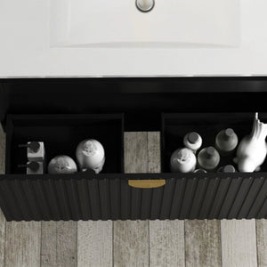 OTTI MARLO MATTE BLACK 1200MM SINGLE BOWL WALL HUNG VANITY