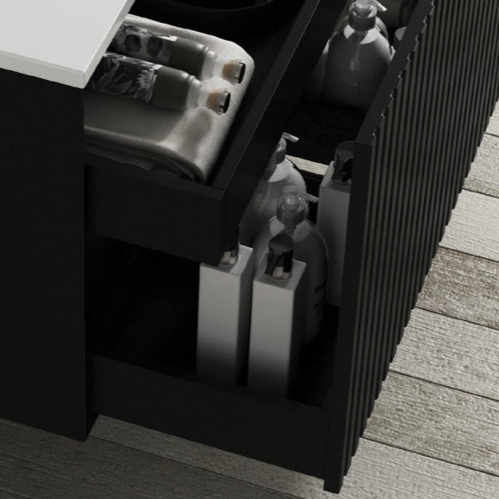 OTTI MARLO MATTE BLACK 1200MM SINGLE BOWL FLOOR STANDING VANITY