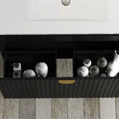 OTTI MARLO MATTE BLACK 1500MM DOUBLE BOWL WALL HUNG VANITY