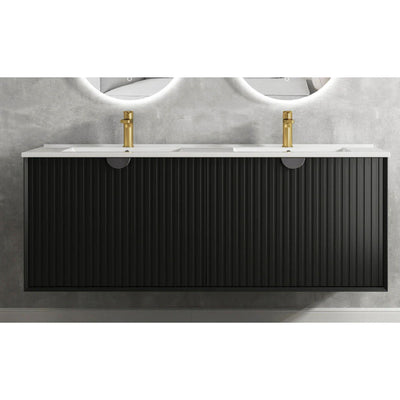 OTTI MARLO MATTE BLACK 1500MM DOUBLE BOWL FLOOR STANDING VANITY