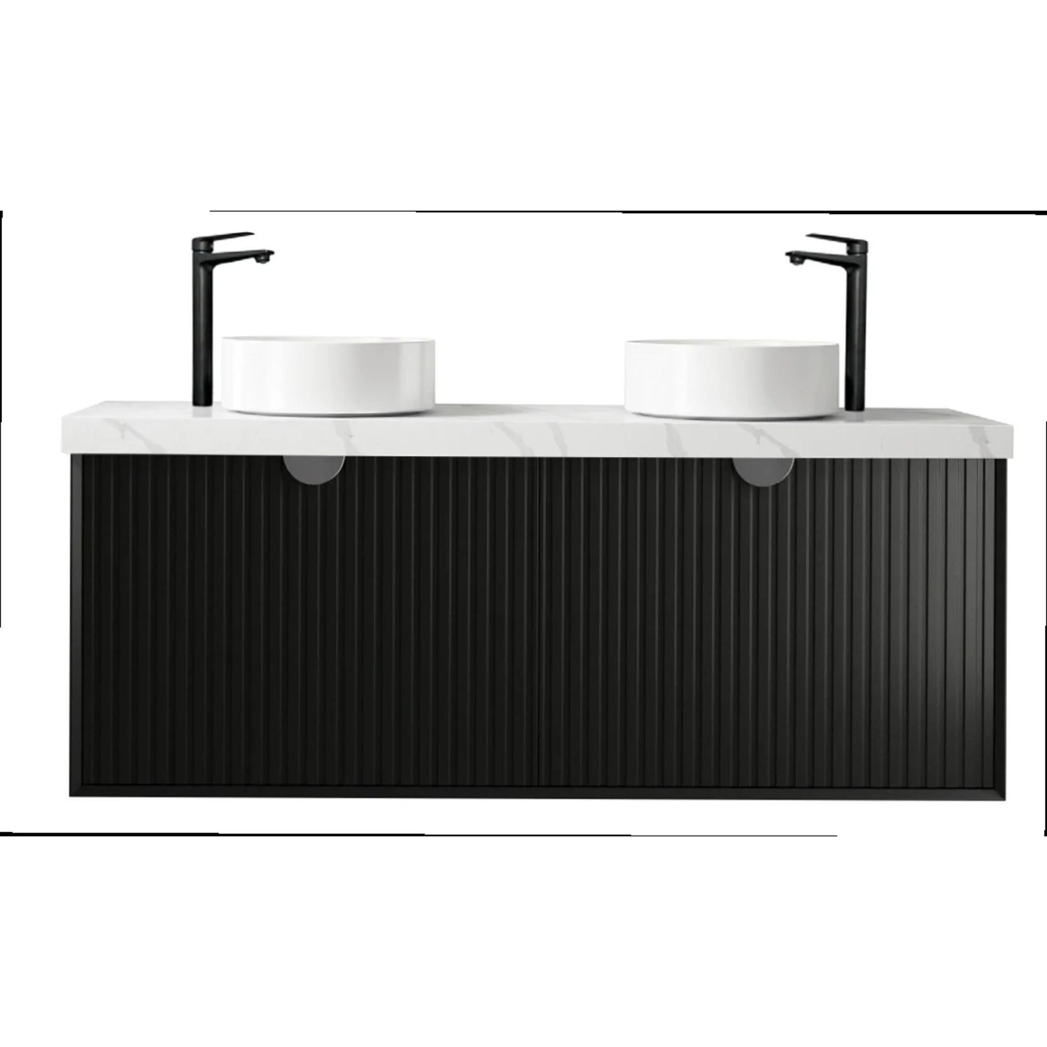 OTTI MARLO MATTE BLACK 1500MM DOUBLE BOWL FLOOR STANDING VANITY