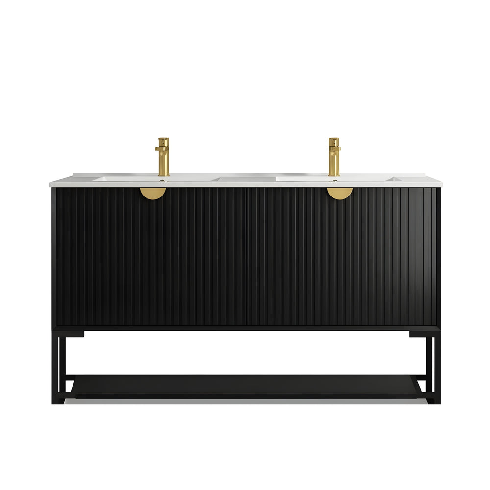OTTI MARLO MATTE BLACK 1500MM DOUBLE BOWL FLOOR STANDING VANITY