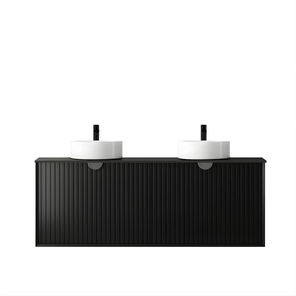 OTTI MARLO MATTE BLACK 1500MM DOUBLE BOWL FLOOR STANDING VANITY