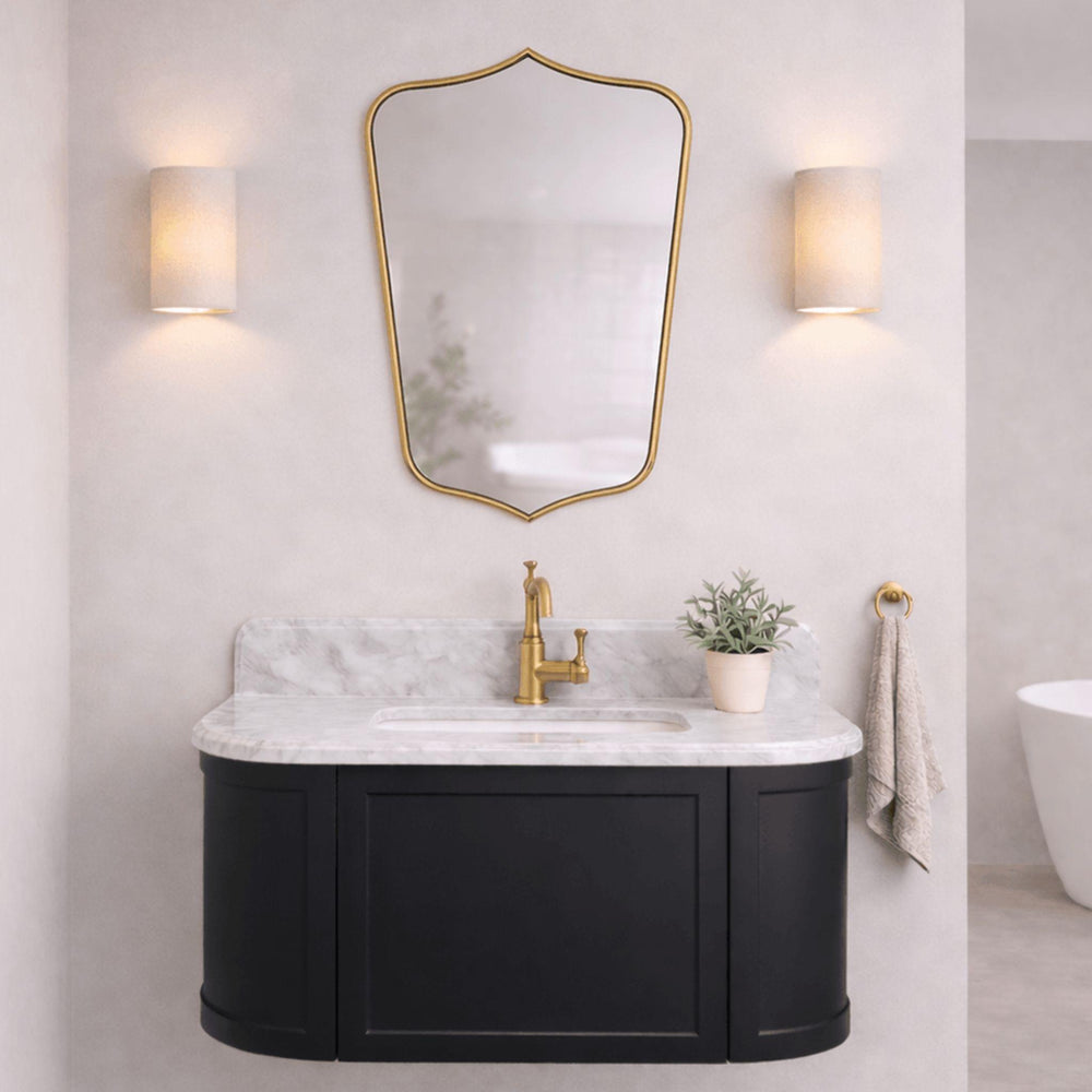 TURNER HASTINGS MAYER SHIELD FRAMED MIRROR BRUSHED BRASS 600X800MM