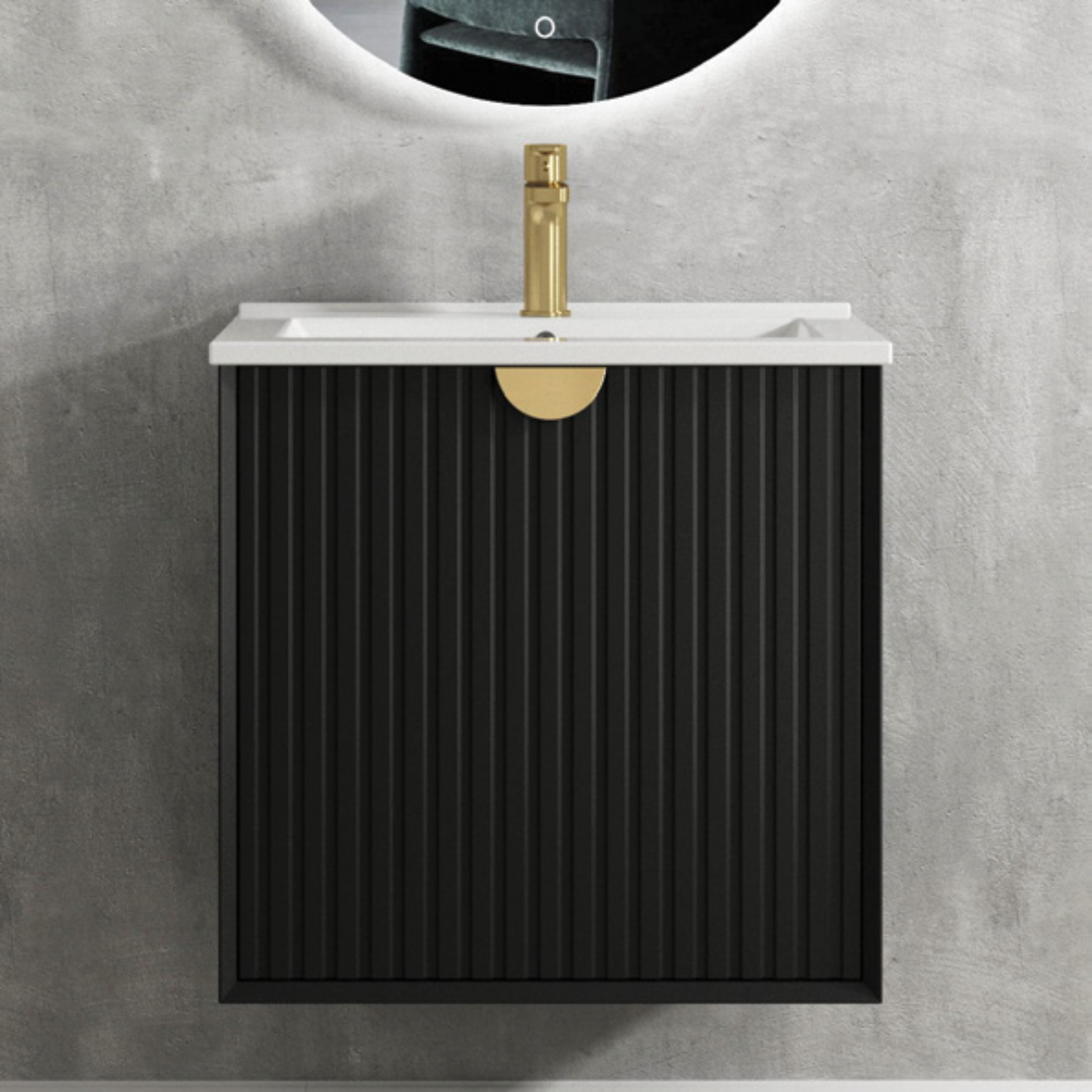 OTTI MARLO MATTE BLACK 600MM SINGLE BOWL FLOOR STANDING VANITY