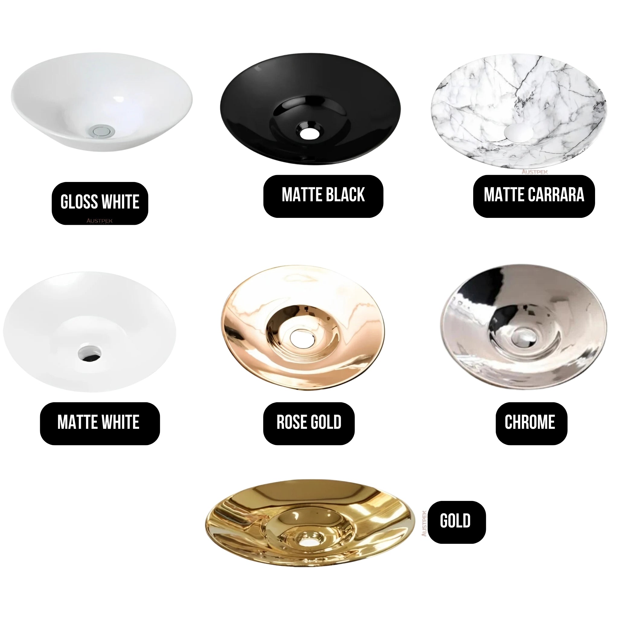 INSPIRE SEMI INSERT CERAMIC BASIN MATTE CARRARA 410MM