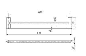 OLIVERI MADRID DOUBLE NON HEATED TOWEL RAIL CHROME (AVAILABLE IN 650MM AND 800MM)