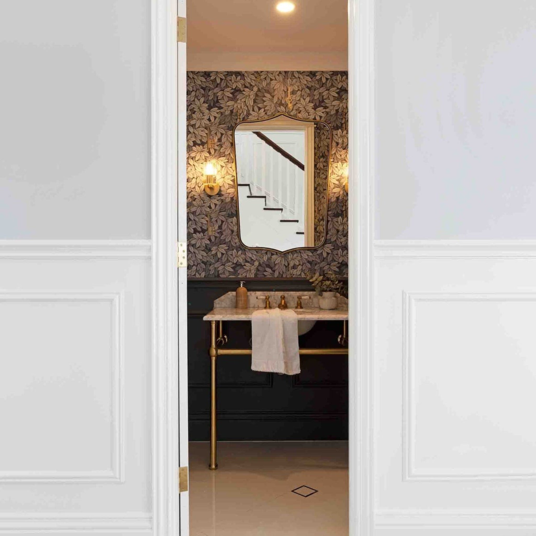 TURNER HASTINGS MAYER BASIN STAND WITH REAL CARRARA MARBLE TOP BRUSHED BRASS 900MM