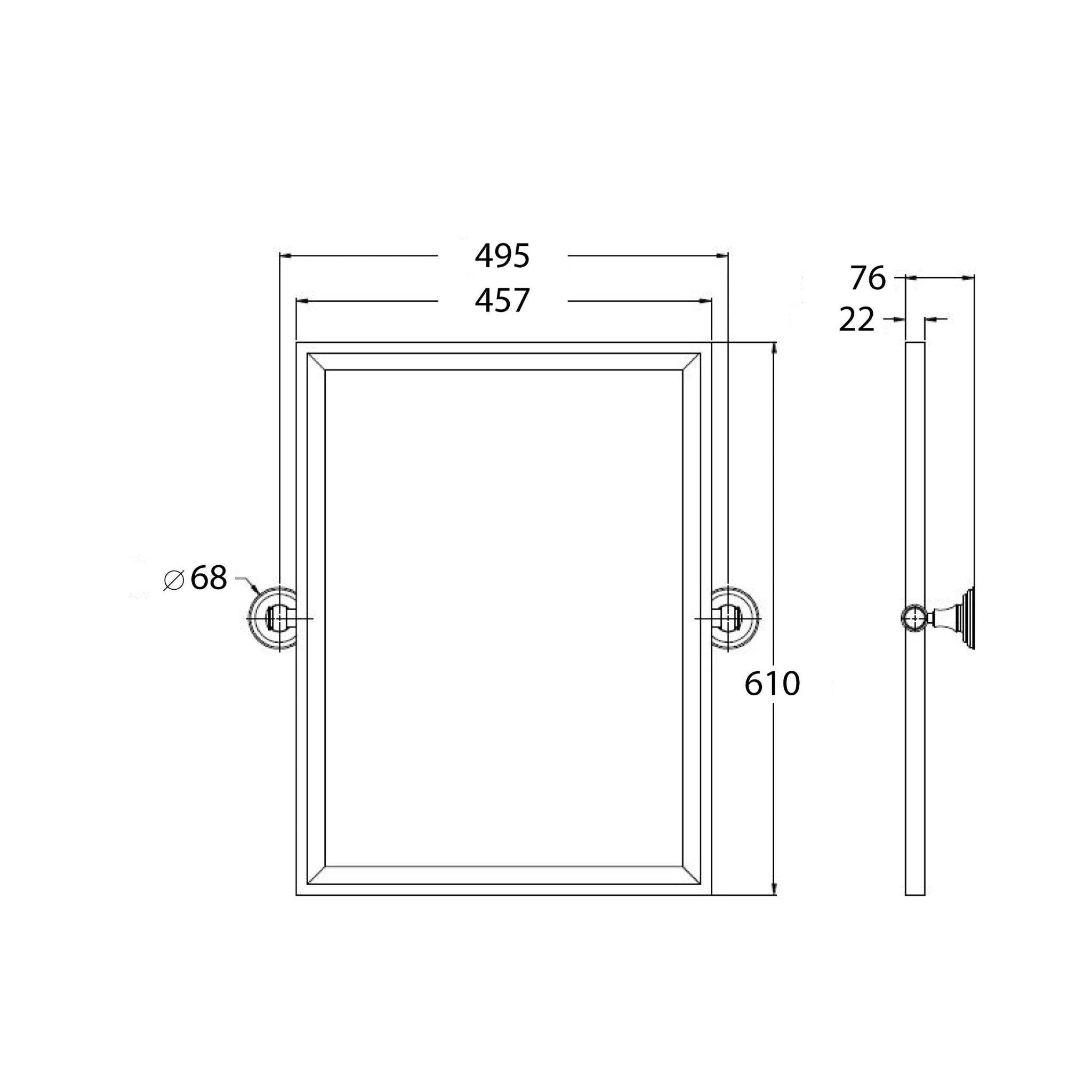 TURNER HASTINGS MAYER FRAMED PIVOT RECTANGULAR MIRROR MATTE BLACK 495X610MM