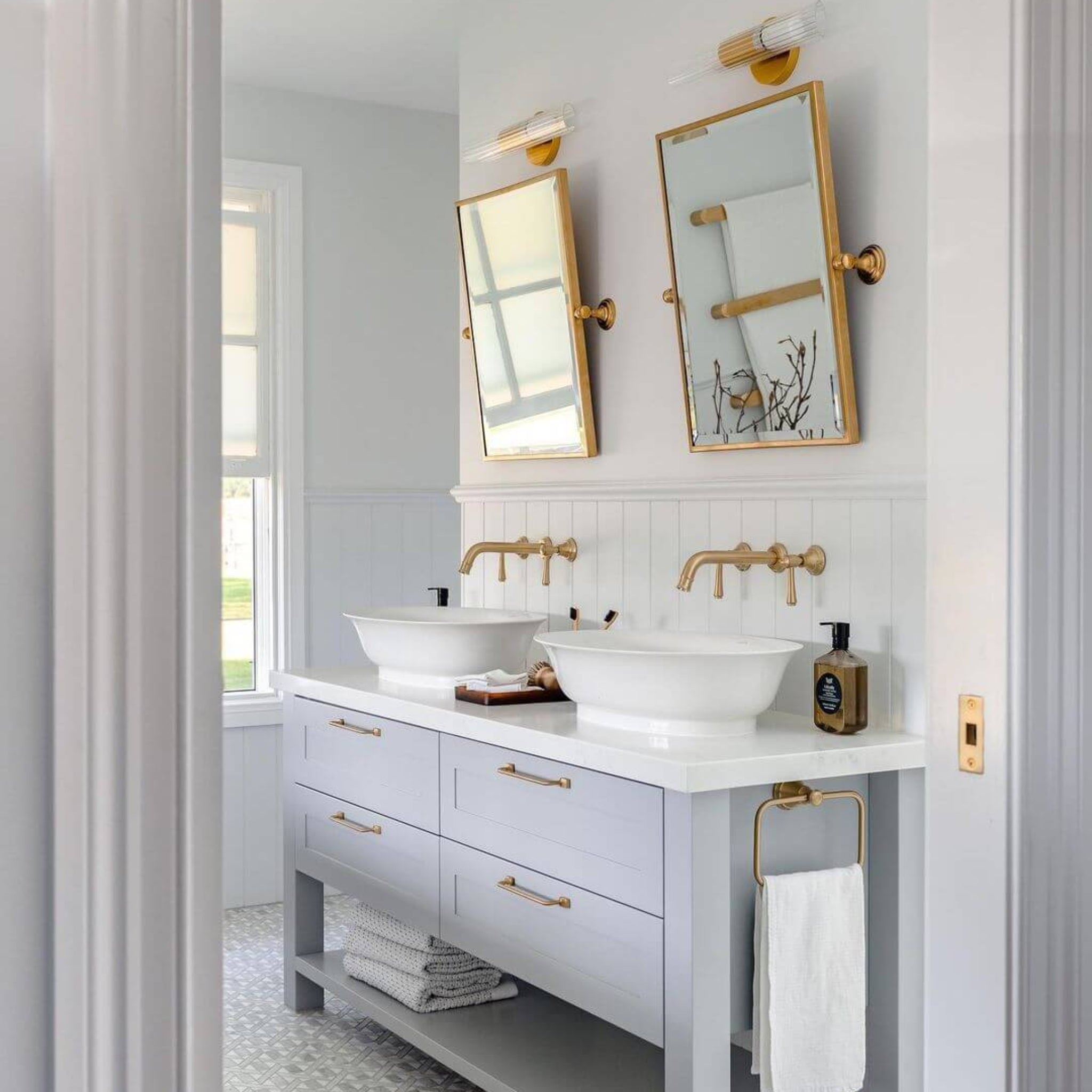 TURNER HASTINGS MAYER FRAMED PIVOT RECTANGULAR MIRROR BRUSHED BRASS 495X610MM