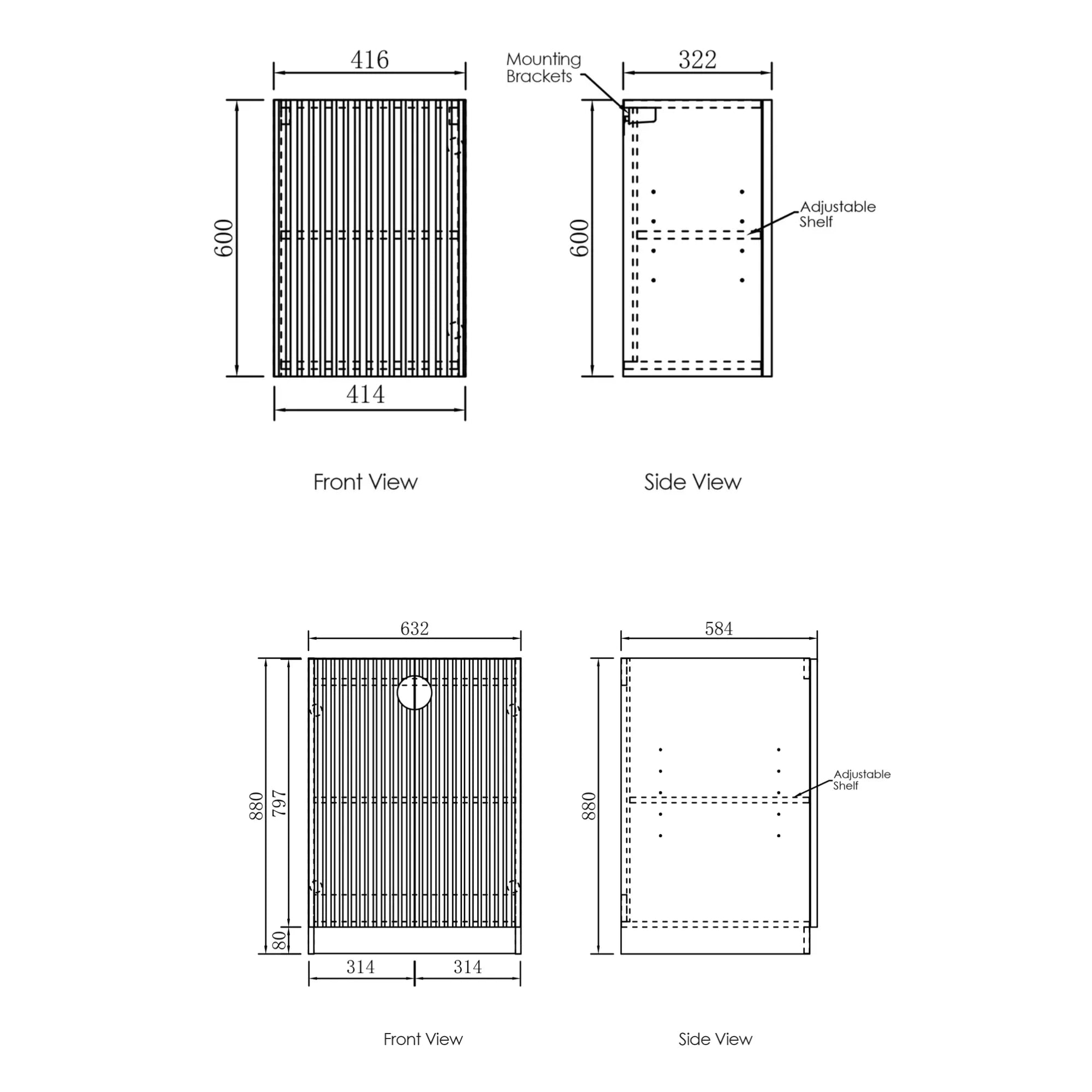 OTTI MARLO MATTE BLACK 1715MM LAUNDRY AND WALL CABINET WITH STONE TOP & SINK (PACKAGE-C)