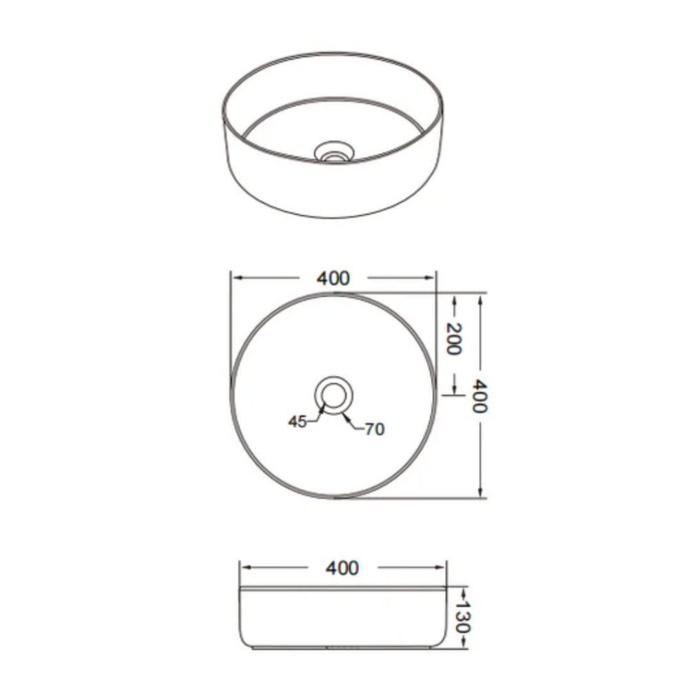 CLAYA ROUND ABOVE COUNTER BASIN GLOSS STONE MARBLE VEIN LOOK 400MM