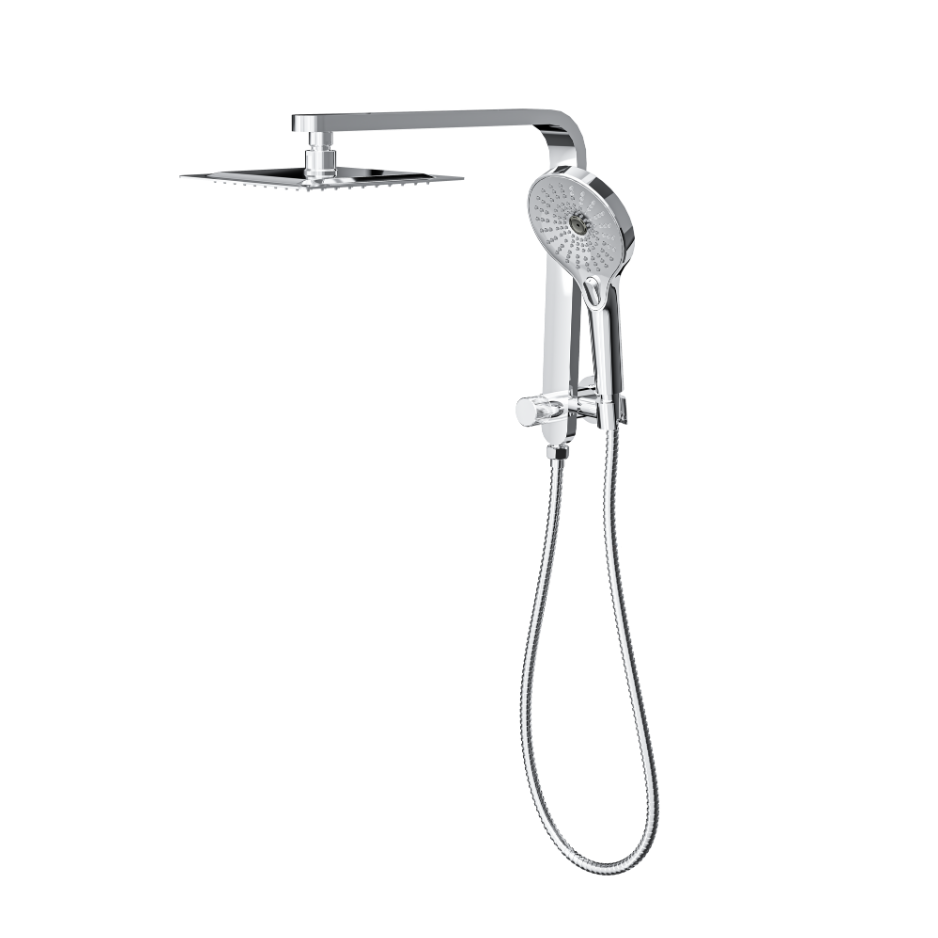 LINSOL MASON SHORT SHOWER COMBINATION AND MULTIFUNCTION HANDPIECE WITH 200MM SQUARE HEAD CHROME