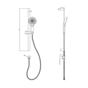 LINSOL MASON SLIDING SHOWER RAIL - Technical Drawing