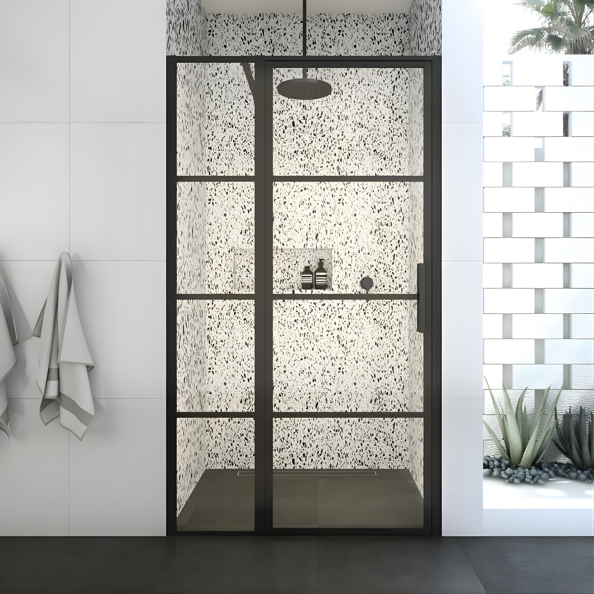 DECINA MANHATTAN FRAMED WALL TO WALL HINGE SHOWER SCREEN MATTE BLACK