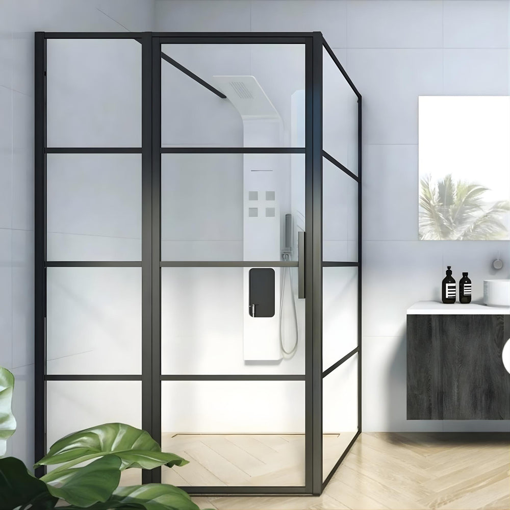 DECINA MANHATTAN FRAMED WALL TO WALL HINGE SHOWER SCREEN MATTE BLACK