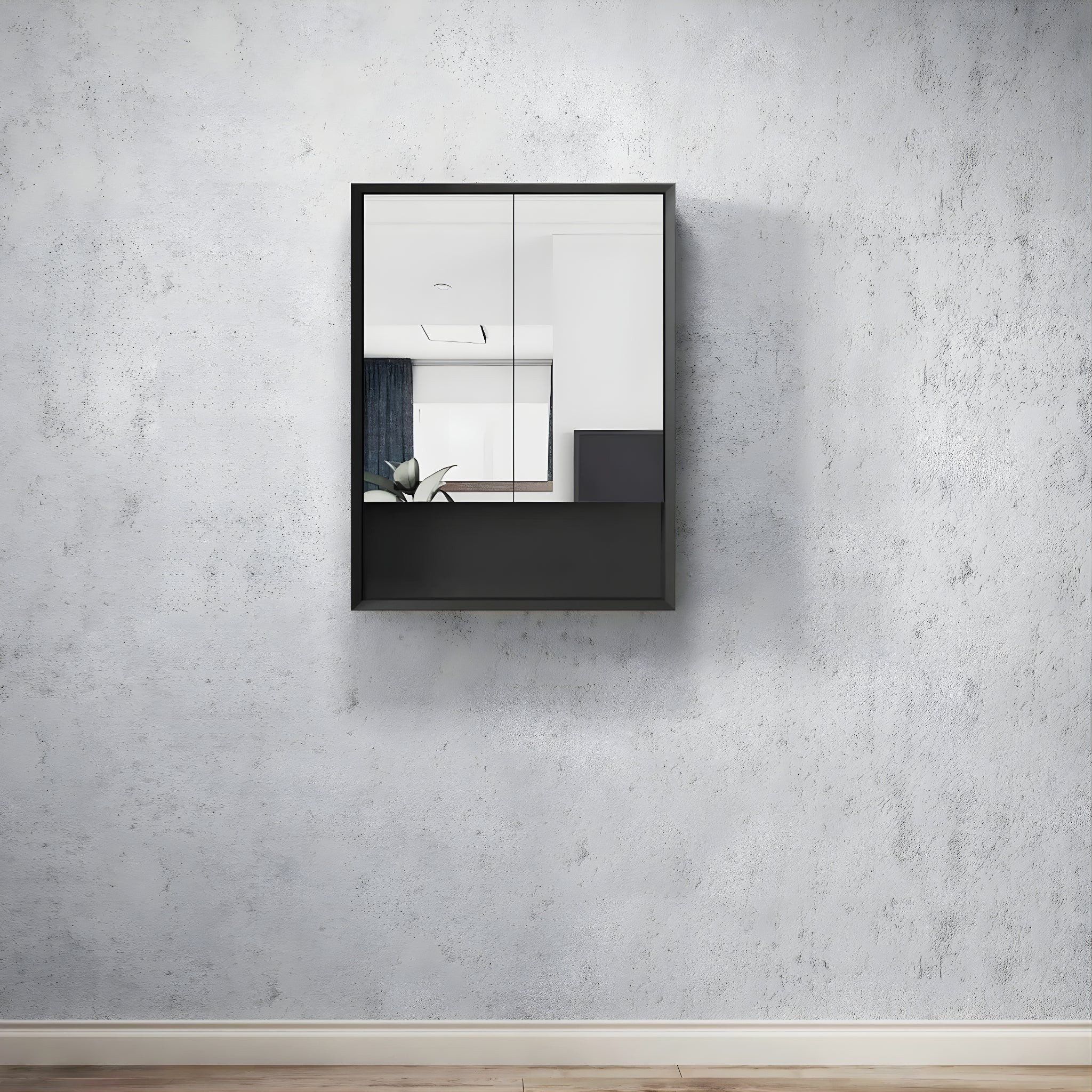 OTTI MARLO WALL HUNG BLACK SHAVING CABINET 600X800MM
