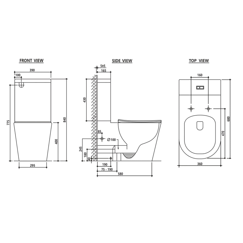 ZUMI MEZIO RIMLESS BACK-TO-WALL TOILET SUITE GLOSS WHITE