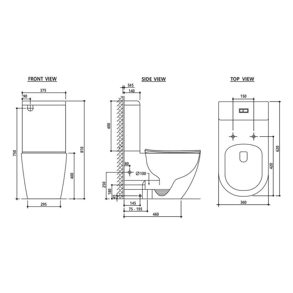 ZUMI DONNA RIMLESS BACK-TO-WALL TOILET SUITE GLOSS WHITE