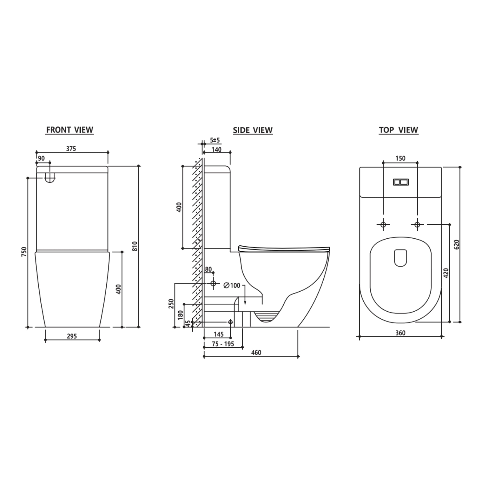 ZUMI DONNA RIMLESS BACK-TO-WALL TOILET SUITE GLOSS WHITE