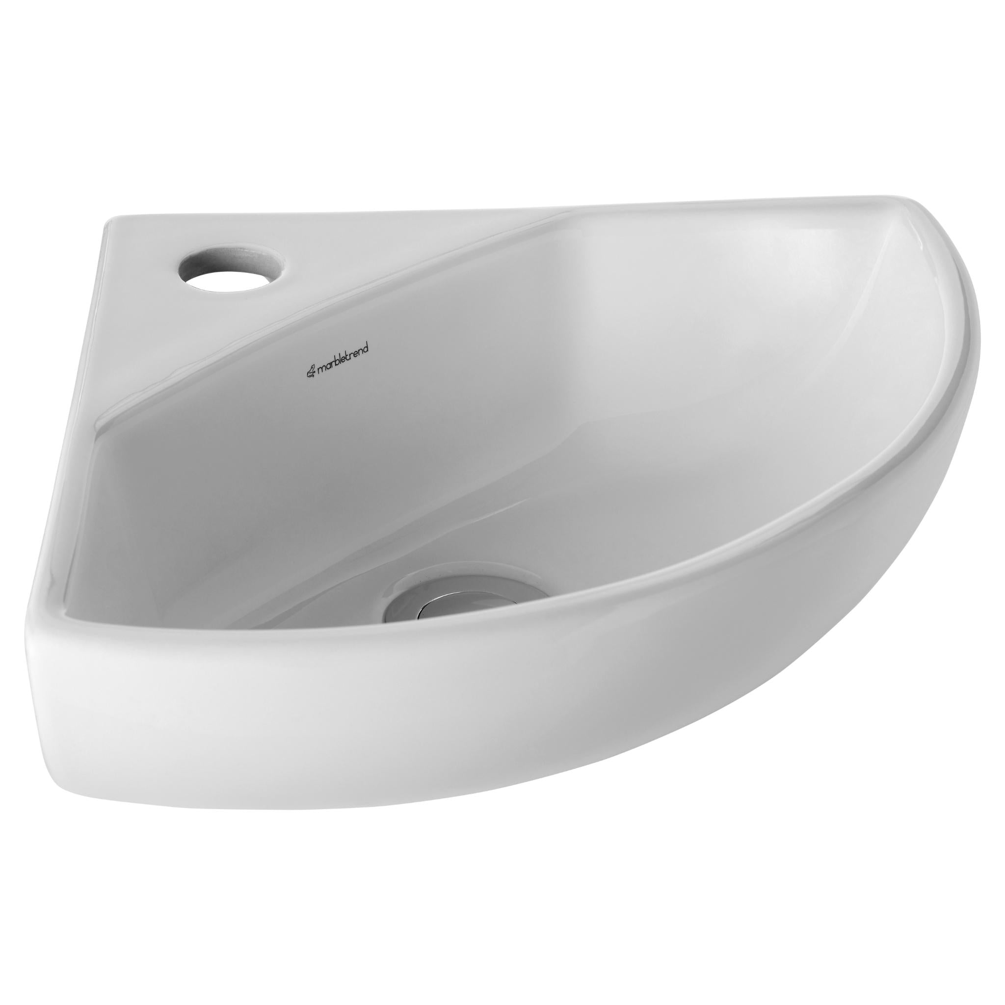 JOHNSON SUISSE MILANO CORNER WALL HUNG BASIN WHITE 300MM
