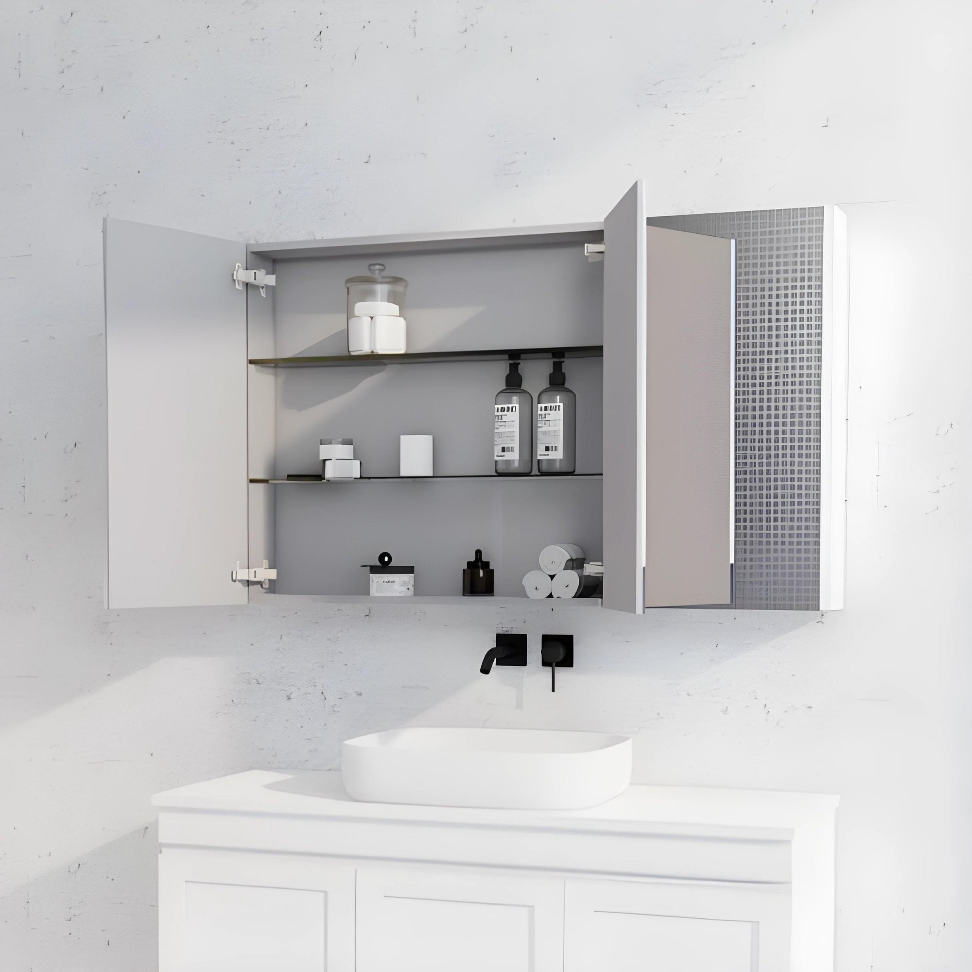 RIVA GENEVA MATTE WHITE MIRROR SHAVING CABINET 1200X720MM
