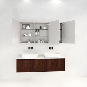 RIVA GENEVA FLUTED BROWN OAK MIRROR SHAVING CABINET 1500X720MM
