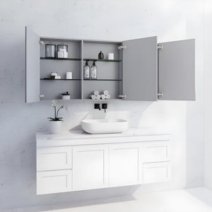 RIVA GENEVA MATTE WHITE MIRROR SHAVING CABINET 1500X720MM