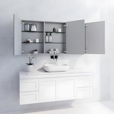 RIVA GENEVA MATTE WHITE MIRROR SHAVING CABINET 1500X720MM