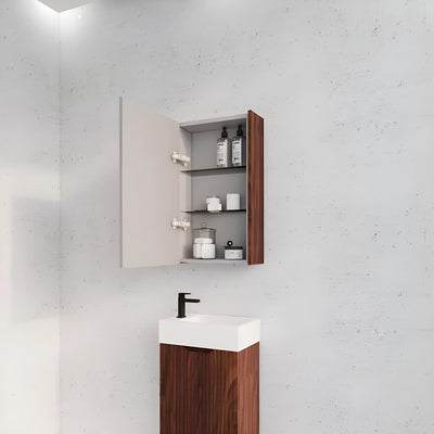 RIVA GENEVA FLUTED BROWN OAK MIRROR SHAVING CABINET 450X720MM