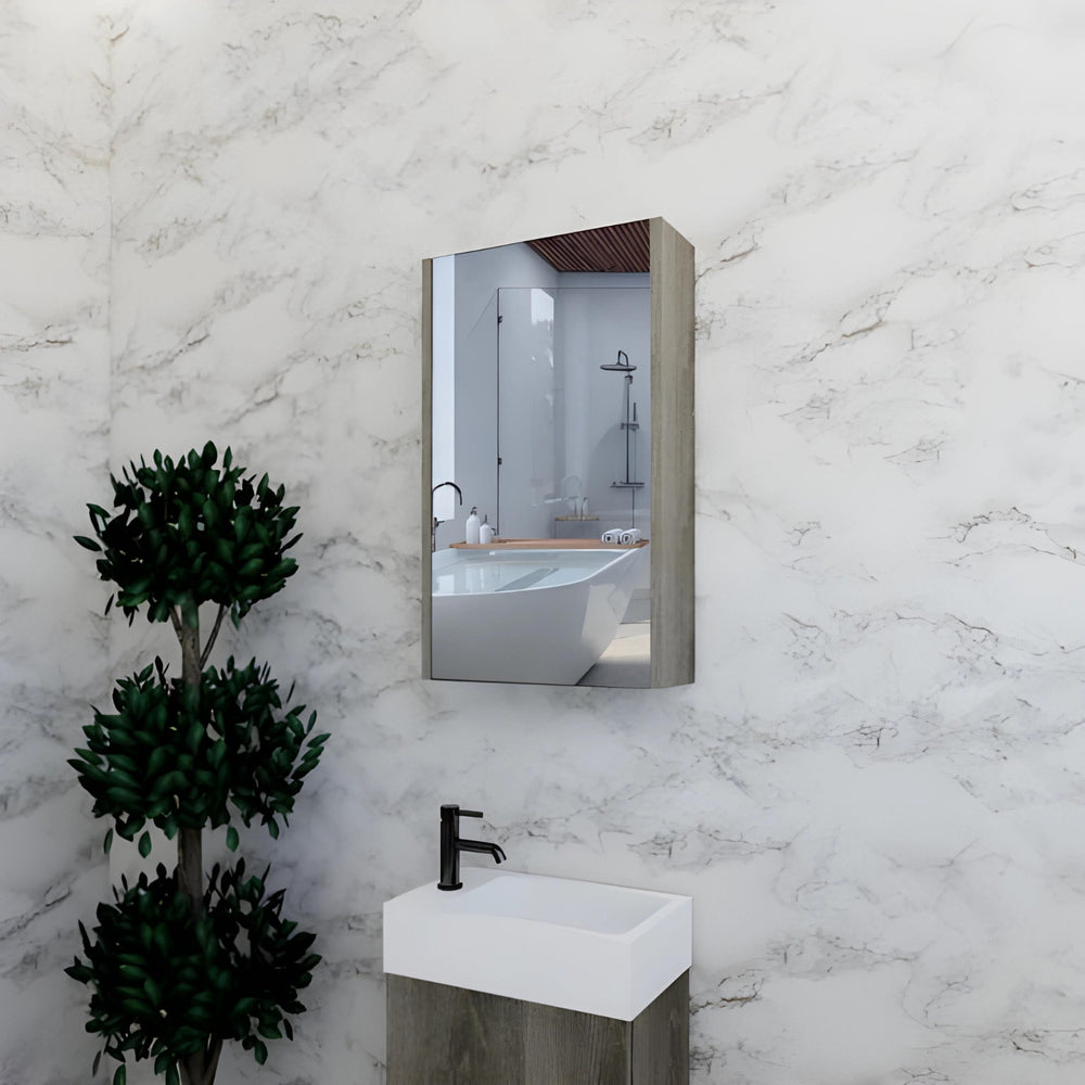 RIVA GENEVA DARK OAK MIRROR SHAVING CABINET 450X720MM