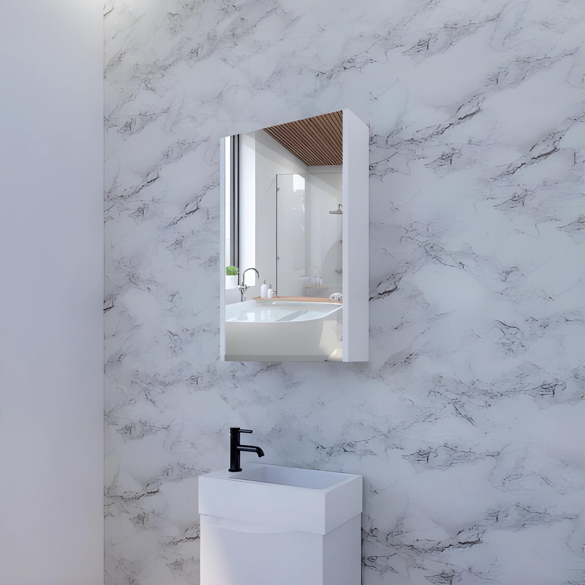 RIVA GENEVA GLOSS WHITE MIRROR SHAVING CABINET 450X720MM