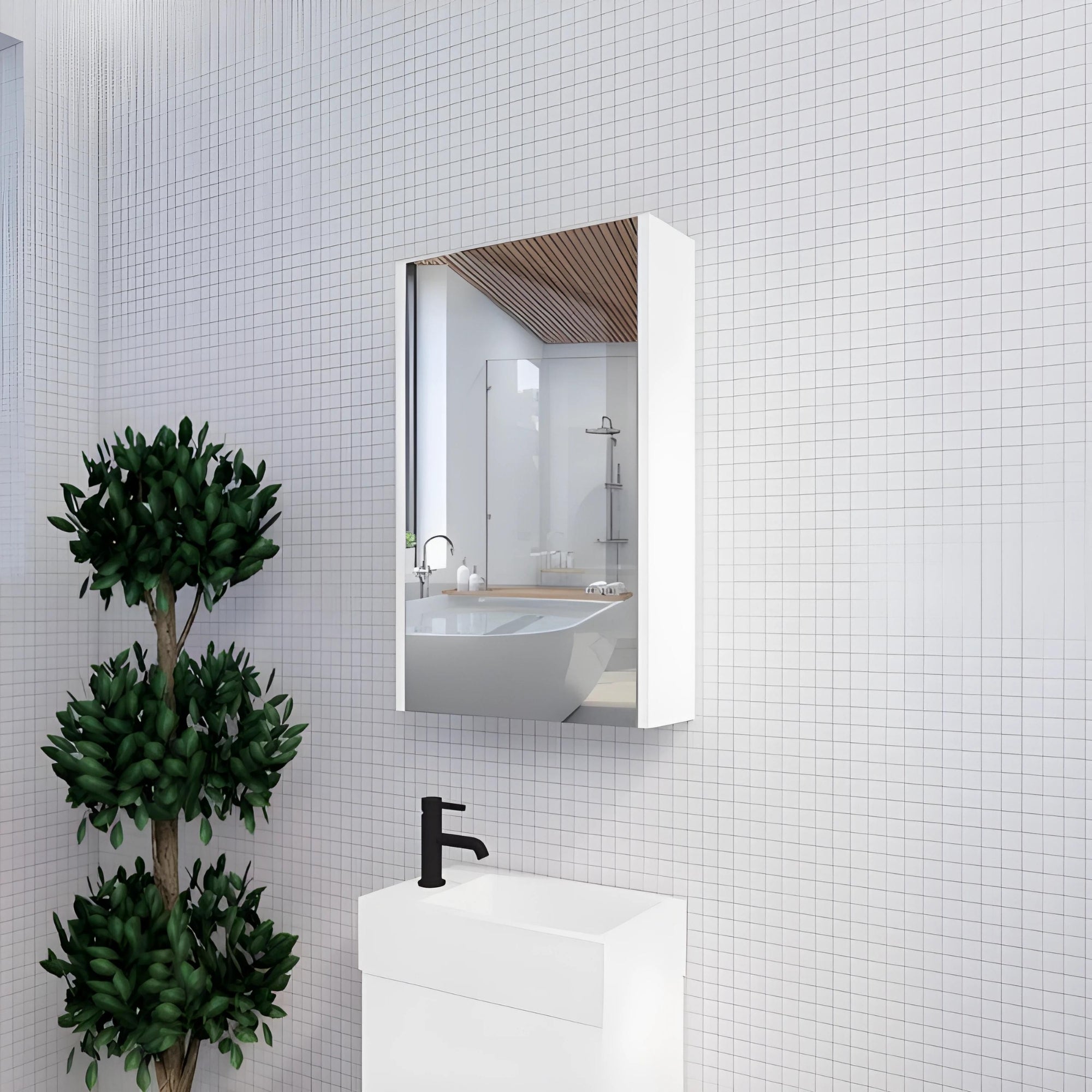 RIVA GENEVA MATTE WHITE MIRROR SHAVING CABINET 450X720MM