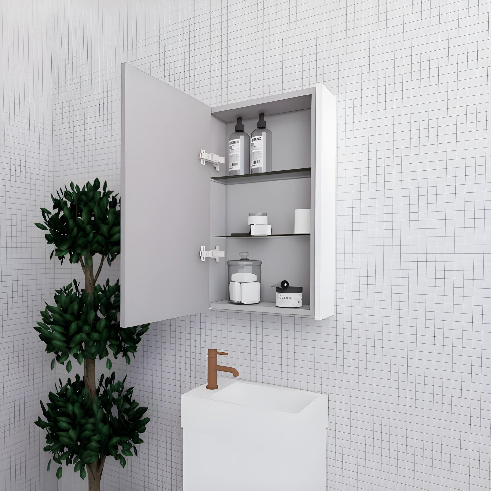 RIVA GENEVA MATTE WHITE MIRROR SHAVING CABINET 450X720MM
