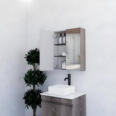 RIVA GENEVA DARK OAK MIRROR SHAVING CABINET 600X720MM