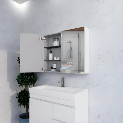 RIVA GENEVA GLOSS WHITE MIRROR SHAVING CABINET 900X720MM