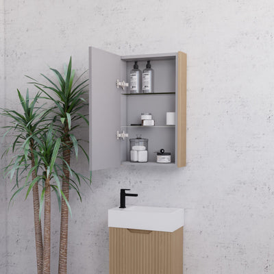 RIVA GENEVA AMERICAN OAK FLUTED MIRROR CABINET 450X720MM