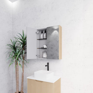 RIVA GENEVA AMERICAN OAK FLUTED MIRROR CABINET 600X720MM