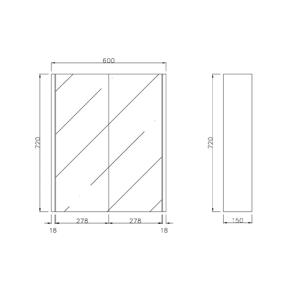 LUKKA CAMDEN PRIME OAK MIRROR SHAVING CABINET 600MM