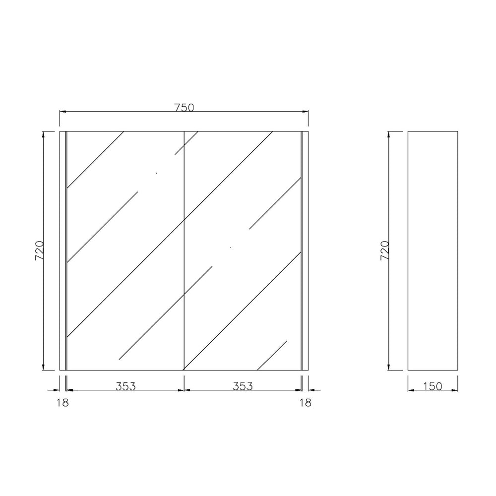 LUKKA CAMDEN COASTAL OAK MIRROR SHAVING CABINET 750MM