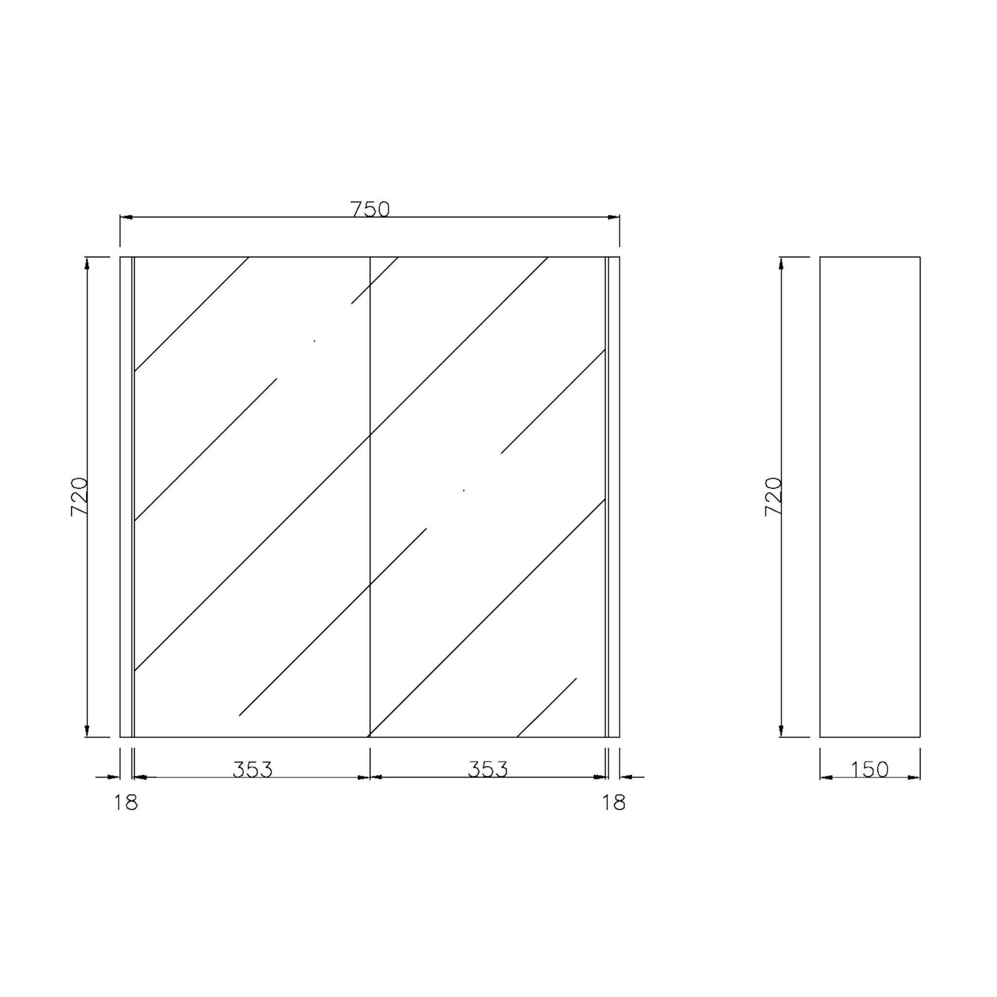 LUKKA CAMDEN PRIME OAK MIRROR SHAVING CABINET 750MM