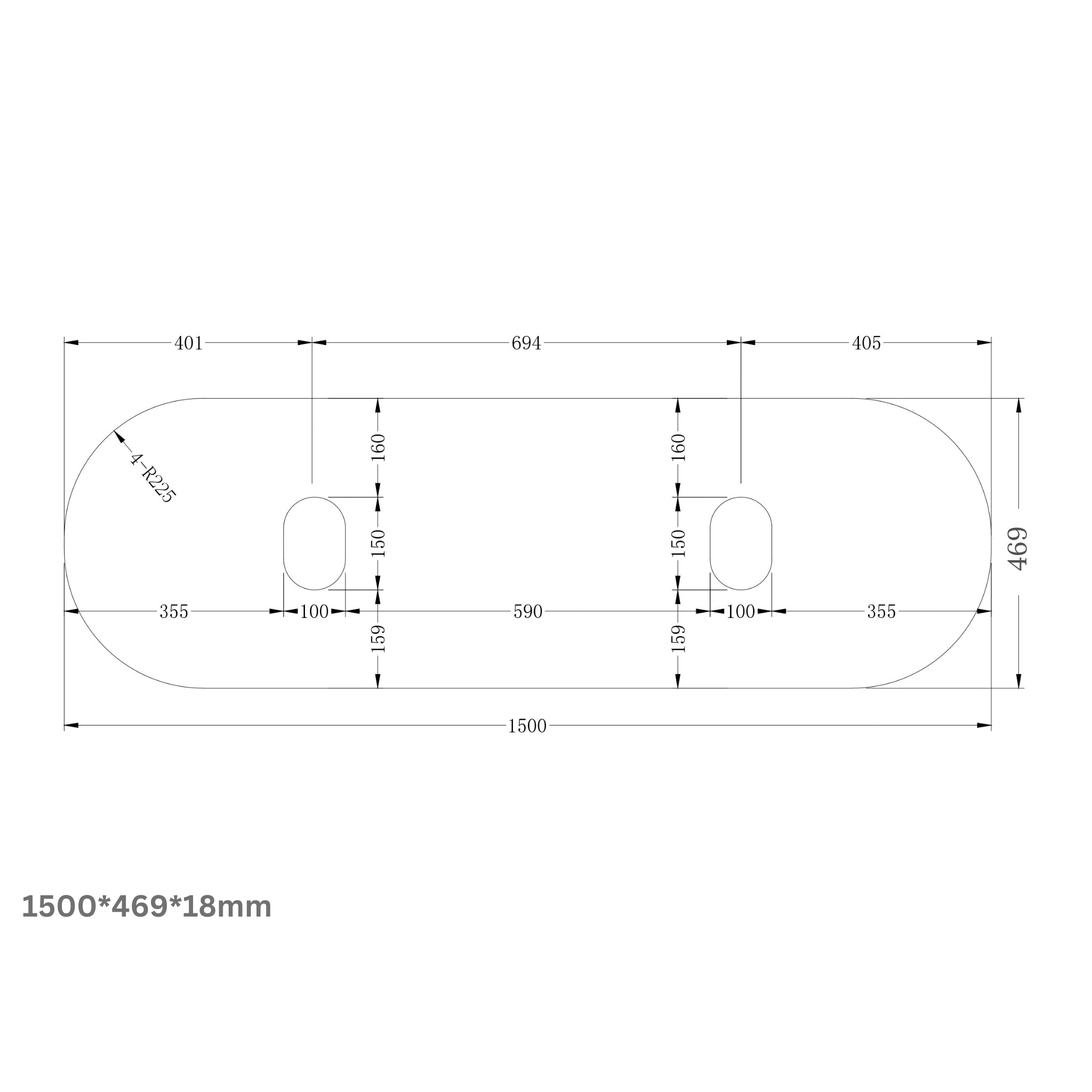 ORIO MONTEBELLO LIGHT WALNUT FLUTED 1500MM OVAL DOUBLE BOWL WALL HUNG VANITY
