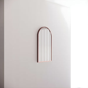 RIVA FRAMED ARCH MIRROR WALL MOUNTED BRUSHED COPPER 450X800MM