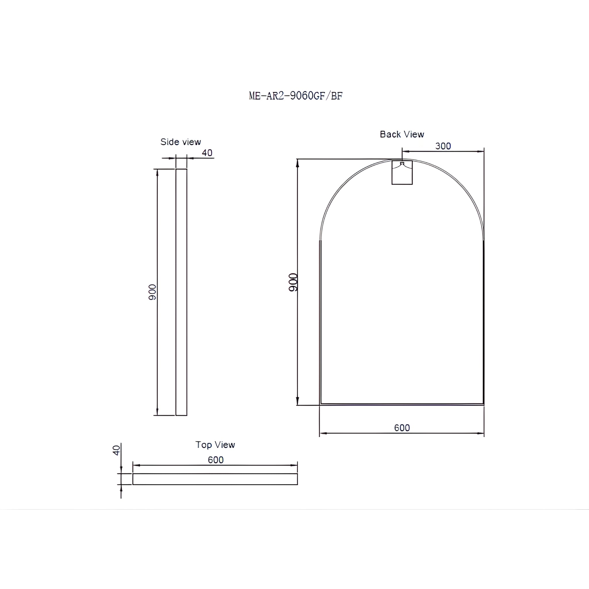 RIVA FRAMED ARCH MIRROR WALL MOUNTED BRUSHED COPPER 600X900MM