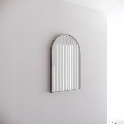 RIVA FRAMED ARCH MIRROR WALL MOUNTED BRUSHED NICKEL 600X900MM